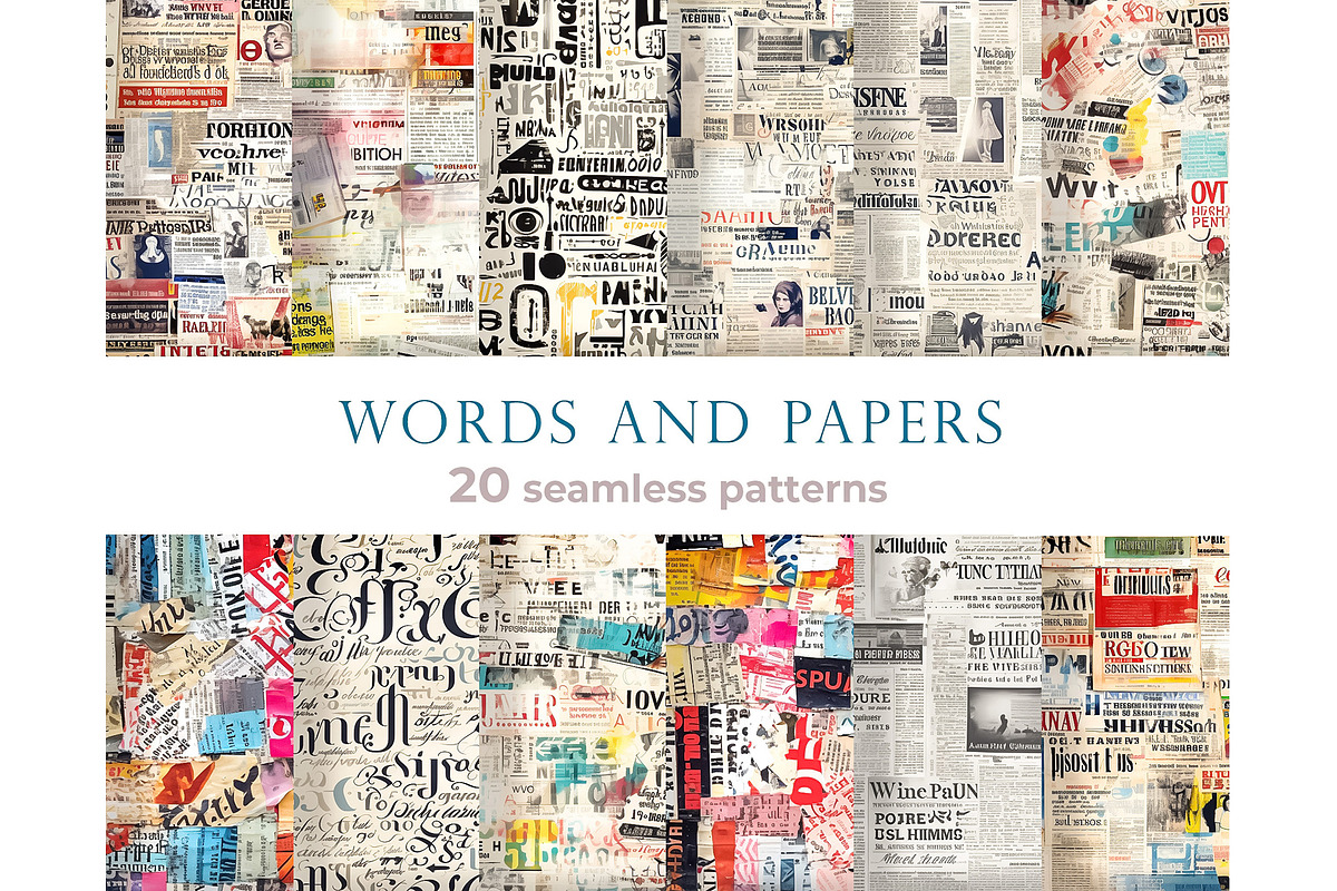 Newspapers seamless patterns set, a Pattern Graphic by Bubert Art (Photo 1 of 14)