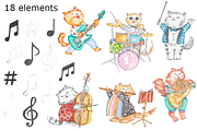Musical cats watercolor clipart, a Background Graphic by GoodFairyClipArt (Thumbnail 2 of 2)