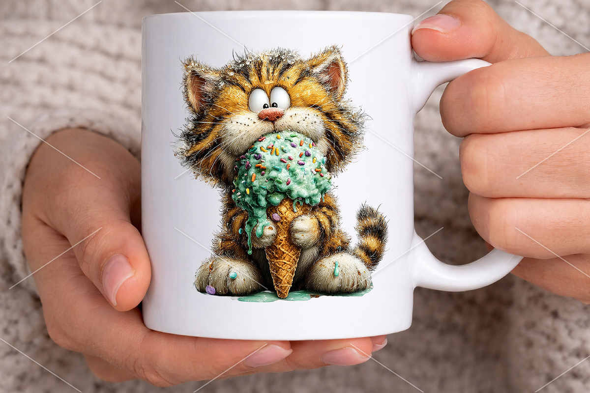 Whimsical Funny Birthday Cat Clipart, a Seasonal Illustration by Canvas Craft (Photo 5 of 5)