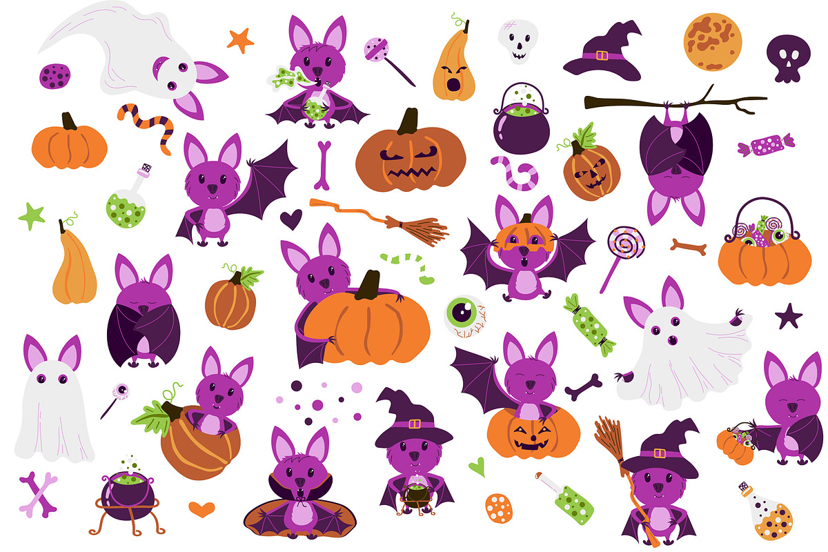 Halloween bats, an Animal Illustration by Ligrenok Art (Photo 2 of 4)