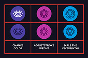 Chakra Symbols Vector Set, an Outline Icon by Abstracto-Create (Thumbnail 2 of 9)