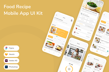 Food Recipe Mobile App UI Kit, an UI Kit Template by Betush