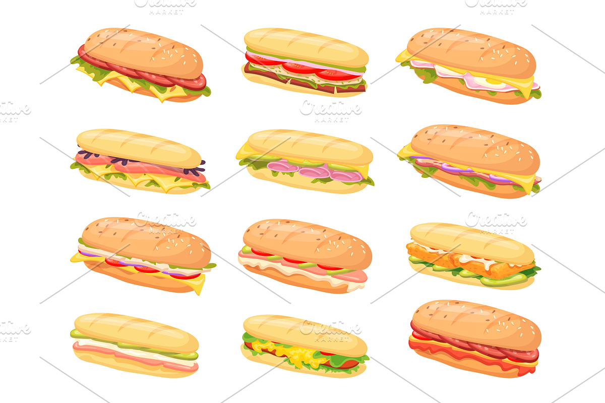 Sandwich subs. Submarine sandwiches, a Graphic by Stock-Smart-Start