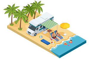 Isometric Tropical island with a, a Person Illustration by Golden Sikorka