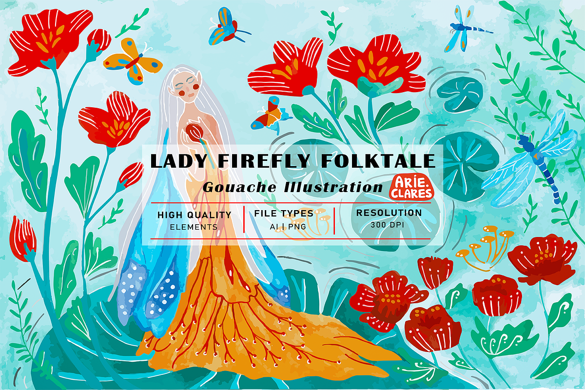 Lady Firefly Folktale, an Illustration by Arie Clares (Photo 1 of 7)