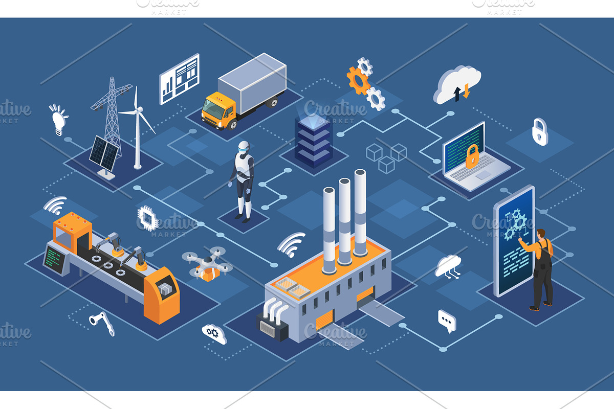 Smart industry 4.0 Industrial, a Technology Illustration by TopVector