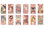 Japanese Pink Zodiac Cards, an Illustration by stickermadness (Thumbnail 2 of 2)