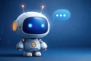 Cute robot ready to chat AI technolo, a Photo by Pixeness Studio