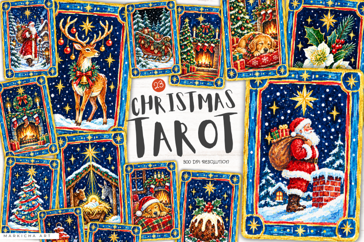 Christmas Tarot Cards PNG, a Decorative Illustration by Markicha Art (Photo 1 of 6)