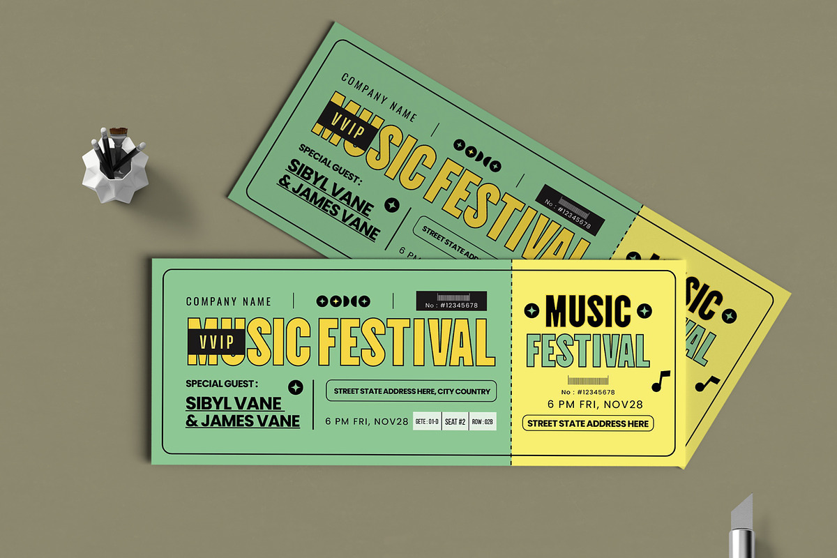 Music Festival VIP Ticket Design, a Stationery Template by ContestDesign (Photo 1 of 3)