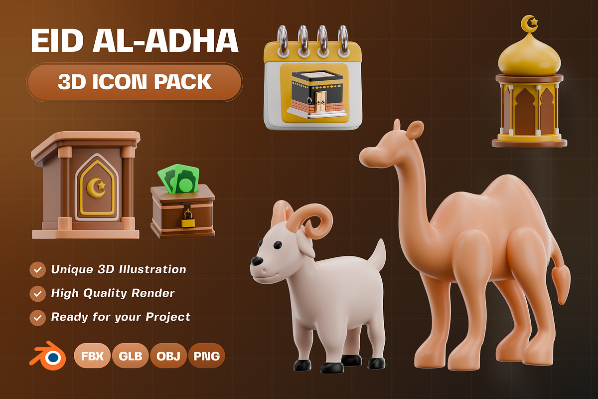 Eid Al-Adha 3D Icon Pack, an Object 3D Model by Haps Space (Photo 1 of 5)