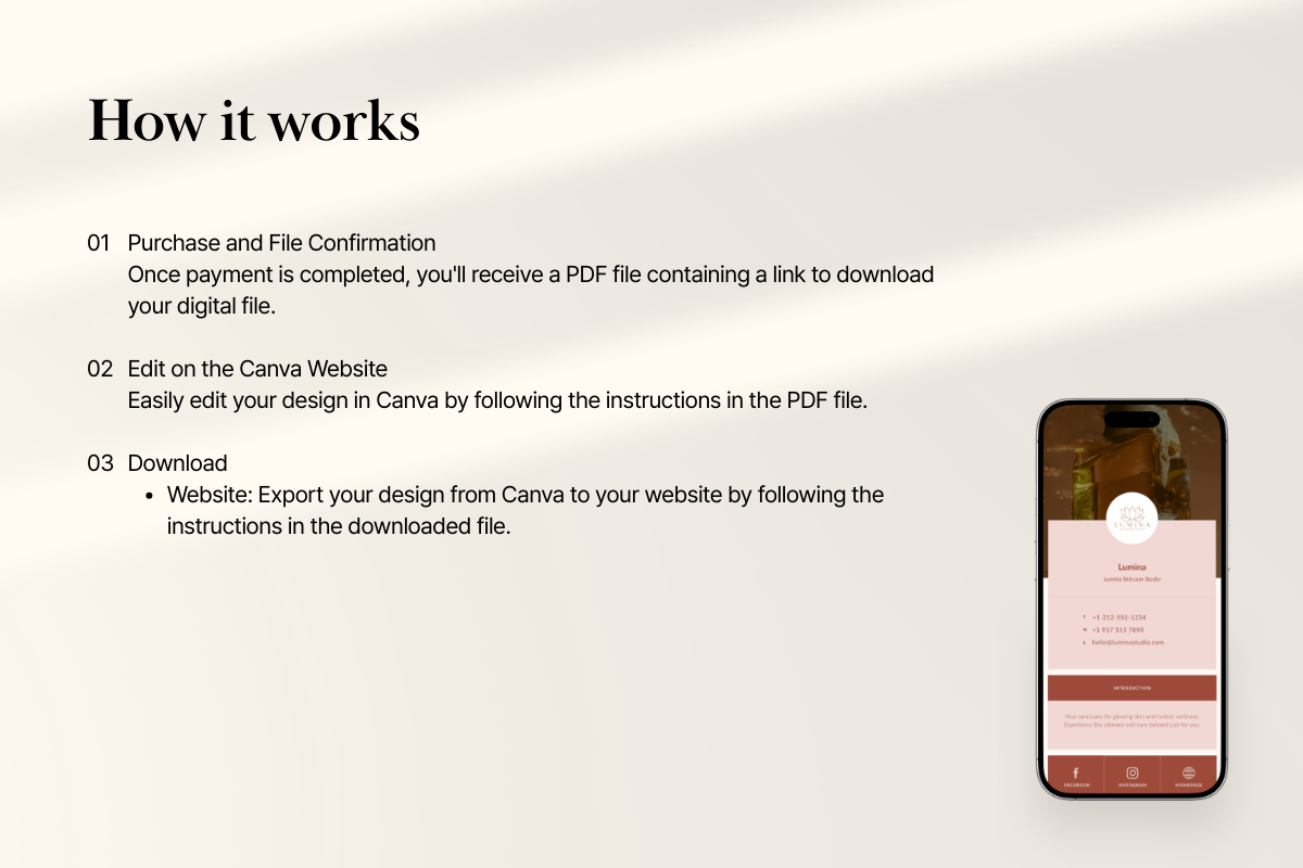Beauty Digital Business Card Canva, a Landing Page Template by batang (Photo 4 of 5)