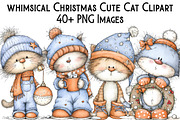 Whimsical Christmas Cute Cat Clipart, an Illustration by Pixels.Craft (Thumbnail 1 of 6)