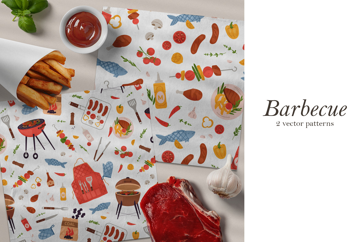 Barbecue food seamless patterns, a Pattern Graphic by Good Studio (Photo 1 of 7)