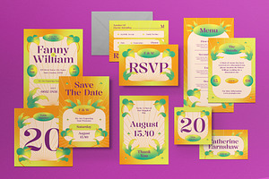 Gradient Wedding Invitation Set, an Invitation Template by graphicook