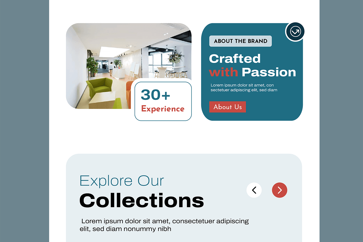 Modern Furniture Shop Landing Page, a Wireframe Template by MightyDesign (Photo 3 of 9)