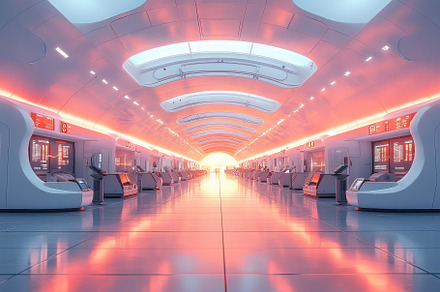 Modern train station interior with v, a Photo by Tanuart