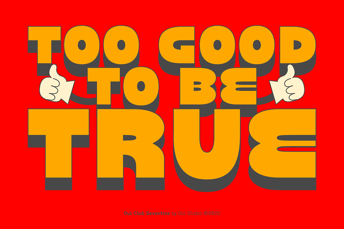 Oui Club Seventies Retro Font, a Font by Oui Studio (Photo 2 of 10)