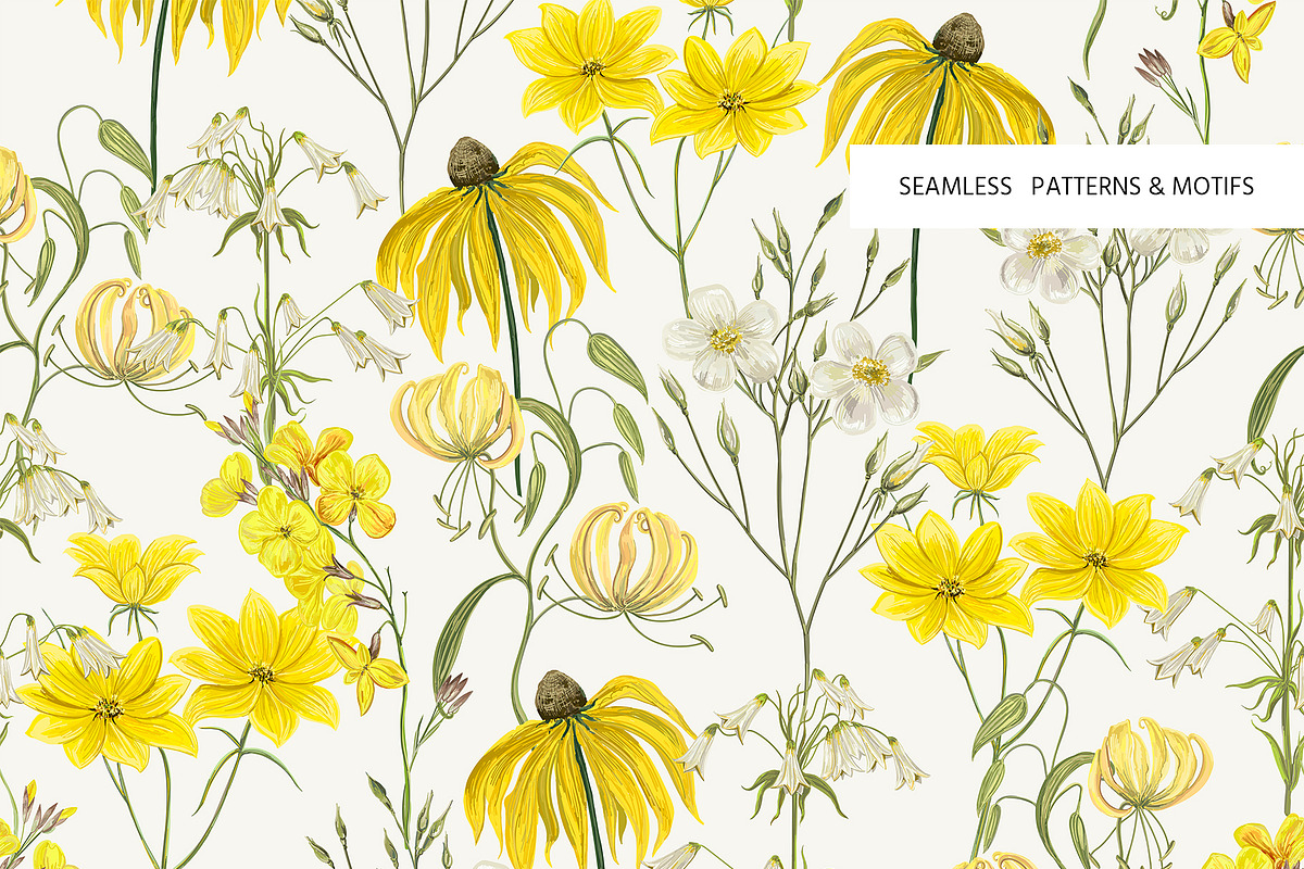 Summer Florals! Patterns & Motifs, a Pattern Graphic by HannaStudio (Photo 4 of 10)