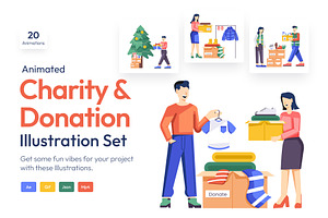 Charity Donation Animated Art Set, a Person Illustration by Vectors Market