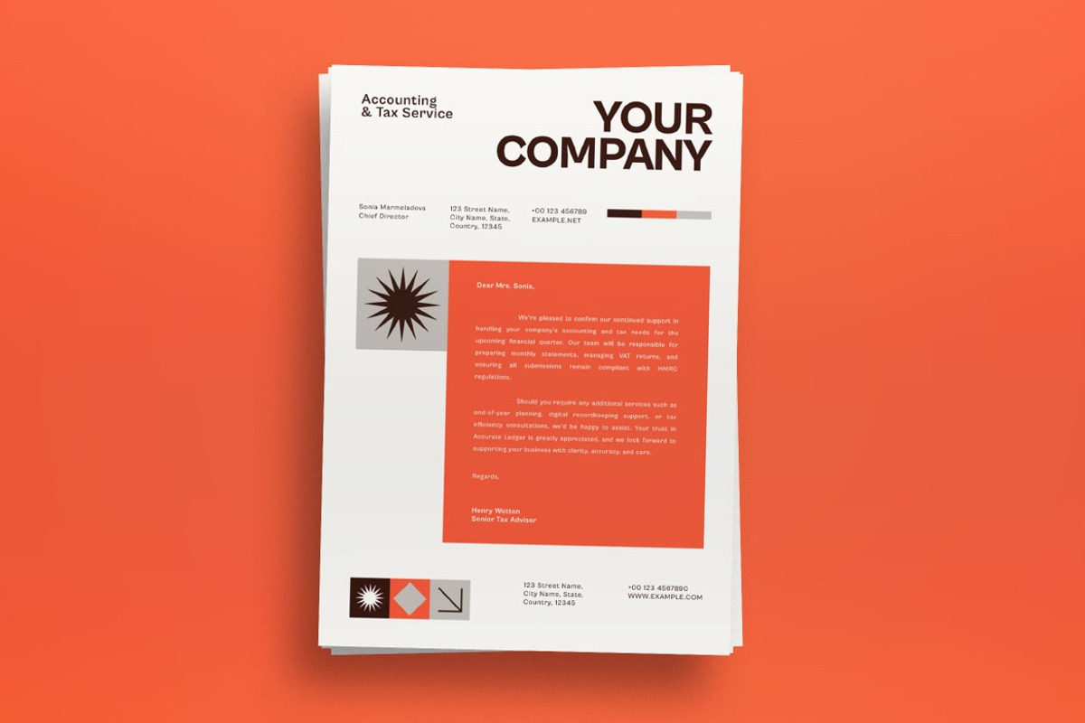 Orange Accounting Letterhead, a Print Template by graphicook (Photo 2 of 3)