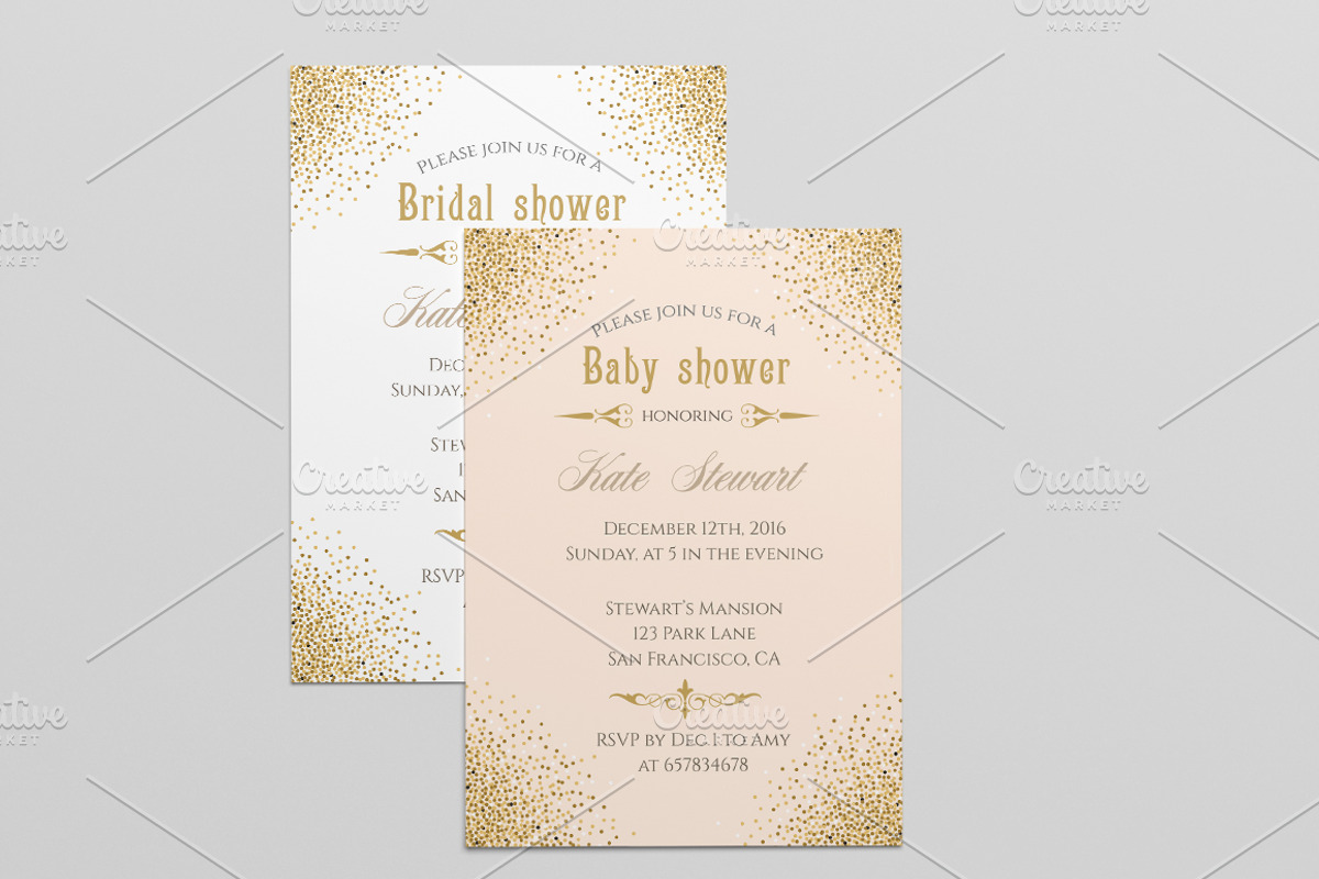 Gold glitter invitation templates, an Invitation Template by annago (Photo 2 of 3)