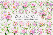 Pink blush Floral watercolor clipart, an Illustration by Designworld (Thumbnail 1 of 5)