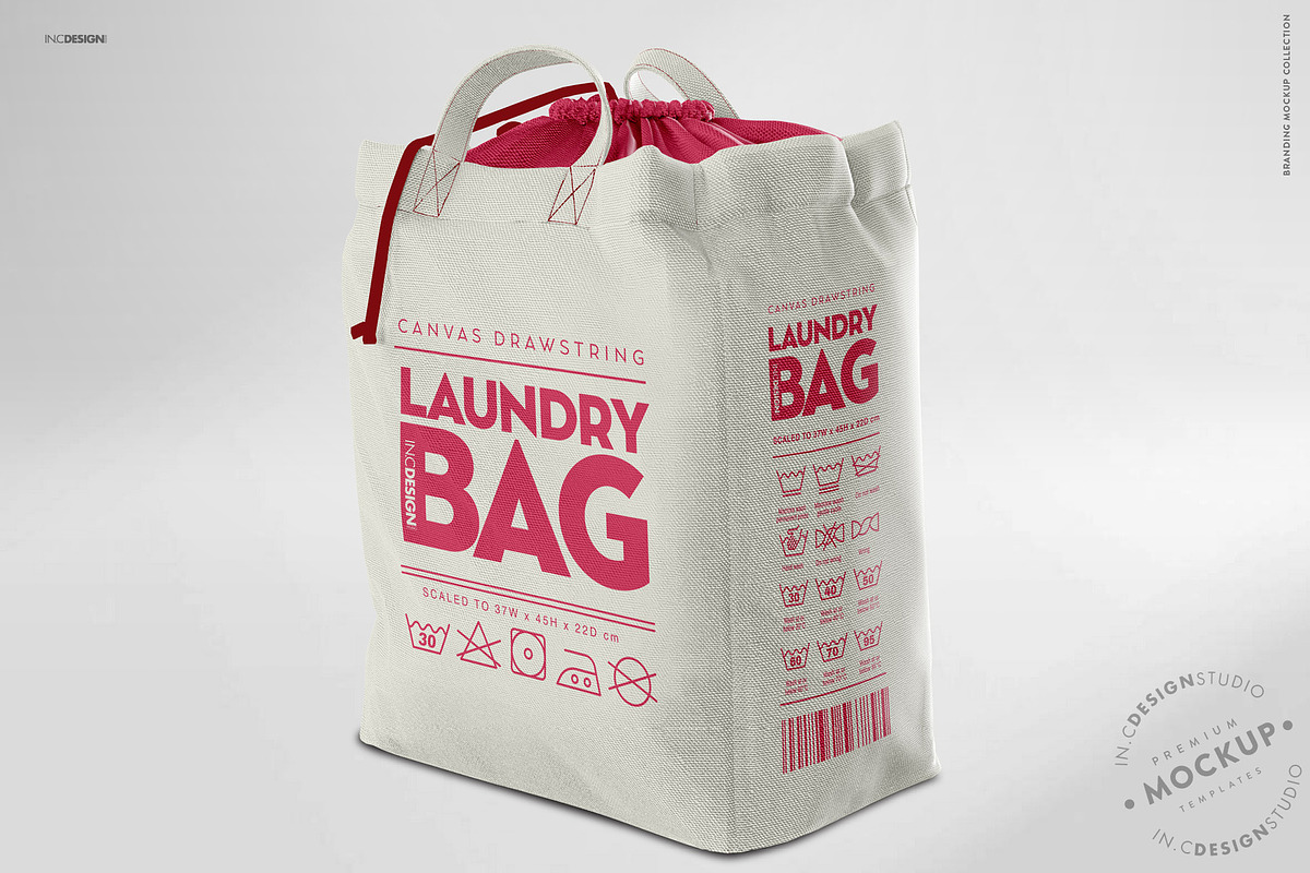 Canvas Laundry Bag Mockup, a Packaging Mockup by INCDesign (Photo 5 of 9)