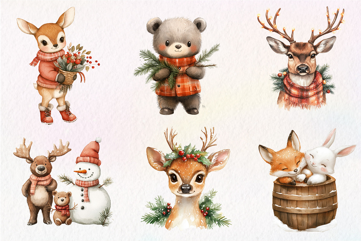 Rustic Winter Animal Clipart Bundle, an Illustration by CreationArt (Photo 9 of 9)