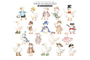 Silly Goose Spring Watercolor, an Illustration by CharmClipart (Thumbnail 2 of 6)