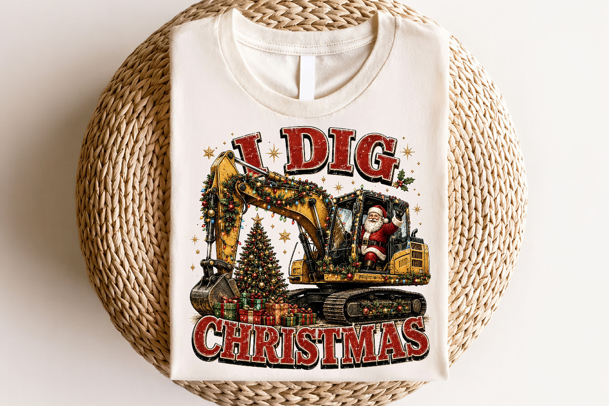 I Dig Christmas Excavator Santa PNG, a Seasonal Illustration by CraftArtStudio (Photo 4 of 4)