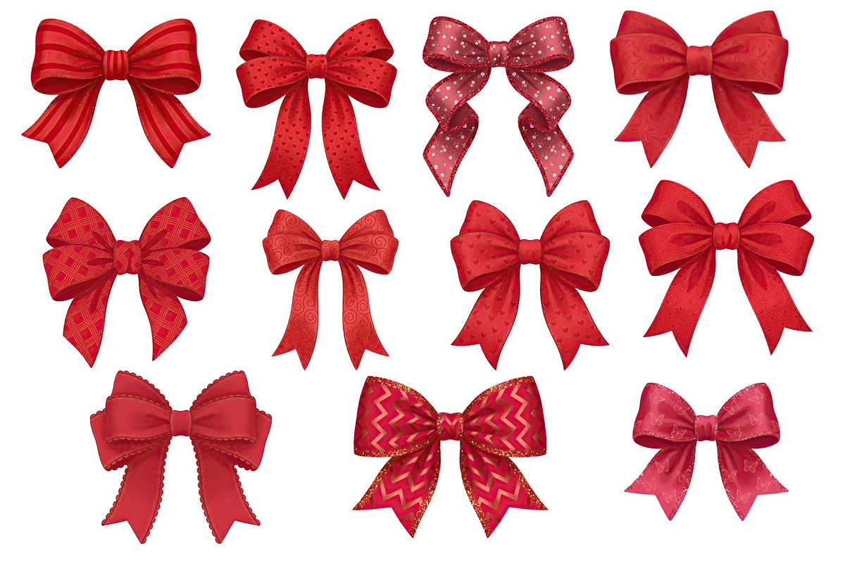 Red Textured Bows Mega Bundle, a Decorative Illustration by Stellalunarts (Photo 21 of 23)