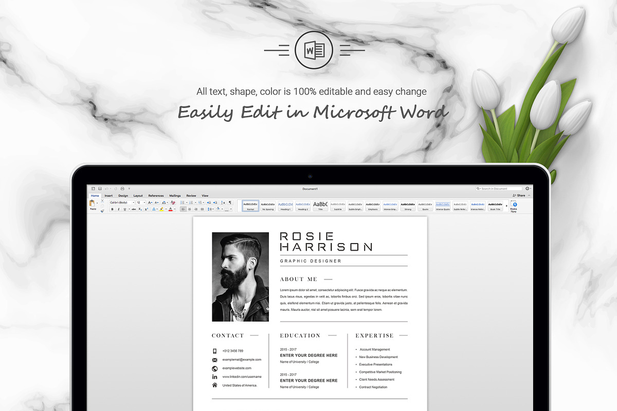 Word CV Template, a Resume Template by ResumeInventor (Photo 5 of 6)