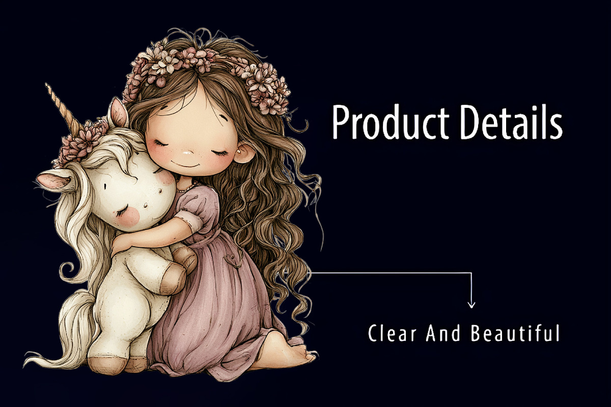 Cute Girl with Unicorn PNG Clipart, a Seasonal Illustration by RobertsArt (Photo 5 of 7)