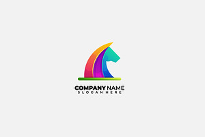 Horse Head Rainbow Design Logo Gradi