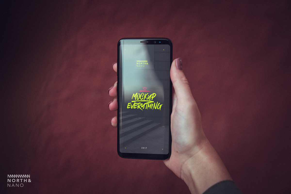 10 Samsung Galaxy S8 PSD Mockups, a Device Mockup by North&Nano (Photo 9 of 12)