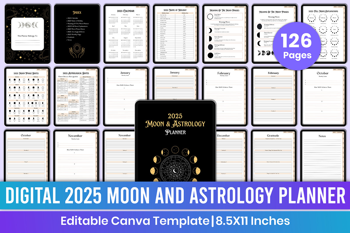 2025 Moon And Astrology Digital, a Stationery Template by Mustafiz (Photo 1 of 7)