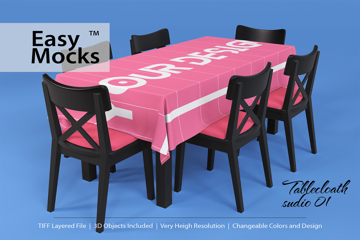 Tablecloth studio mockup set 01, a Mockup by Easy Mocks (Photo 1 of 12)
