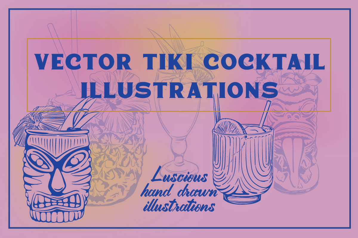Vector Tiki Cocktail Illustrations, a Food Illustration by Instinct Design Co (Photo 1 of 2)