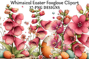 Whimsical Easter Foxglove Clipart, an Illustration by Daily.Designs
