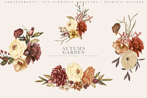 Autumn Garden Watercolor Florals