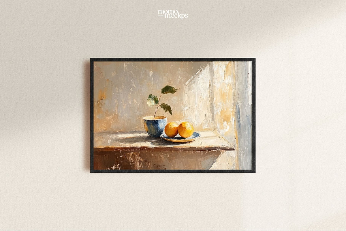 Horizontal Black Wood Frame Mockup, a Household Mockup by momomockps (Photo 3 of 14)