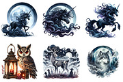 Watercolor Gothic Animals Clipart, an Illustration by DreamArtGraphic (Thumbnail 3 of 4)