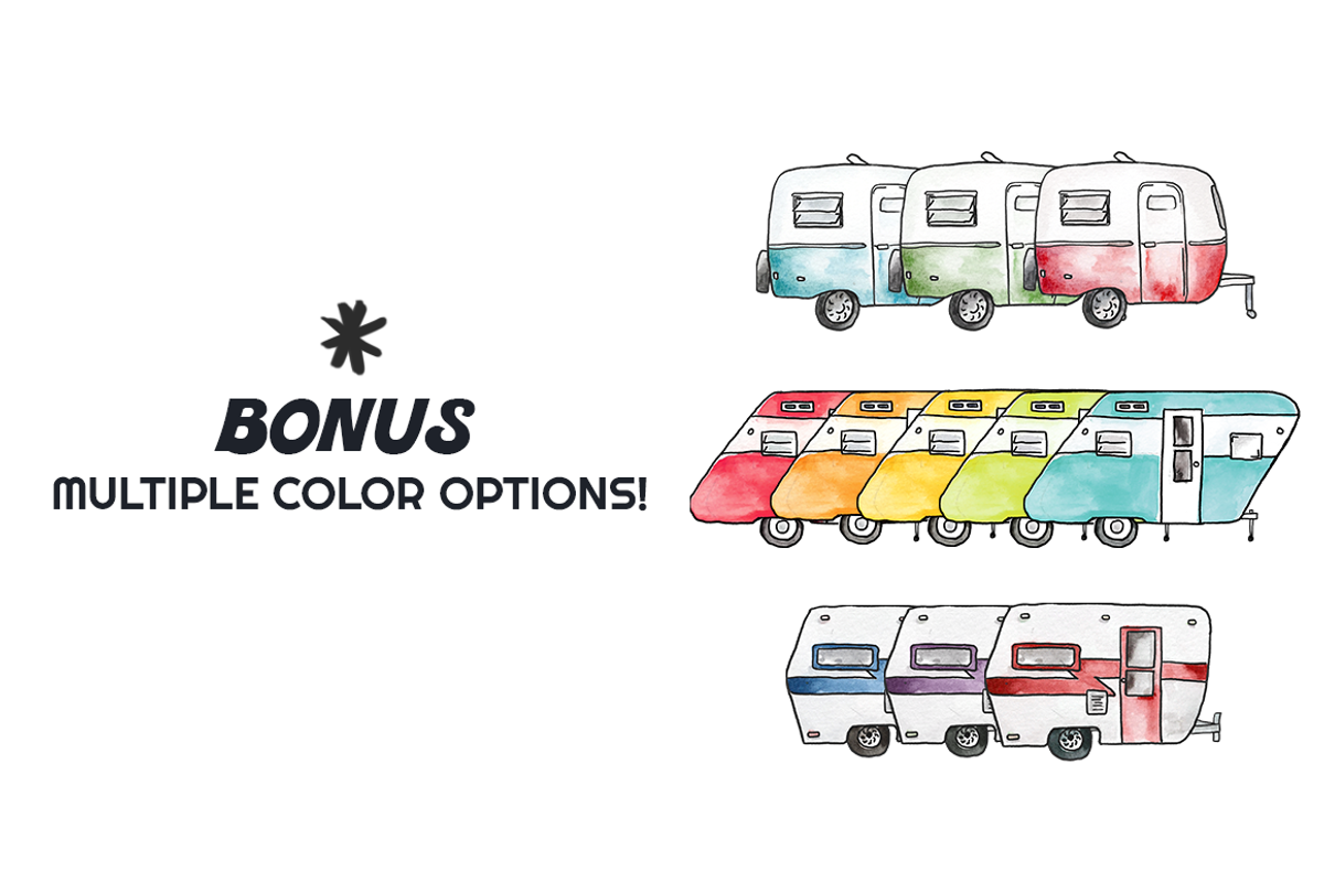 Retro Campers Watercolor, an Illustration by plaidGecko (Photo 3 of 7)
