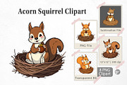 Acorn Squirrel Clipart, a Graphic by Artnoy (Thumbnail 1 of 5)