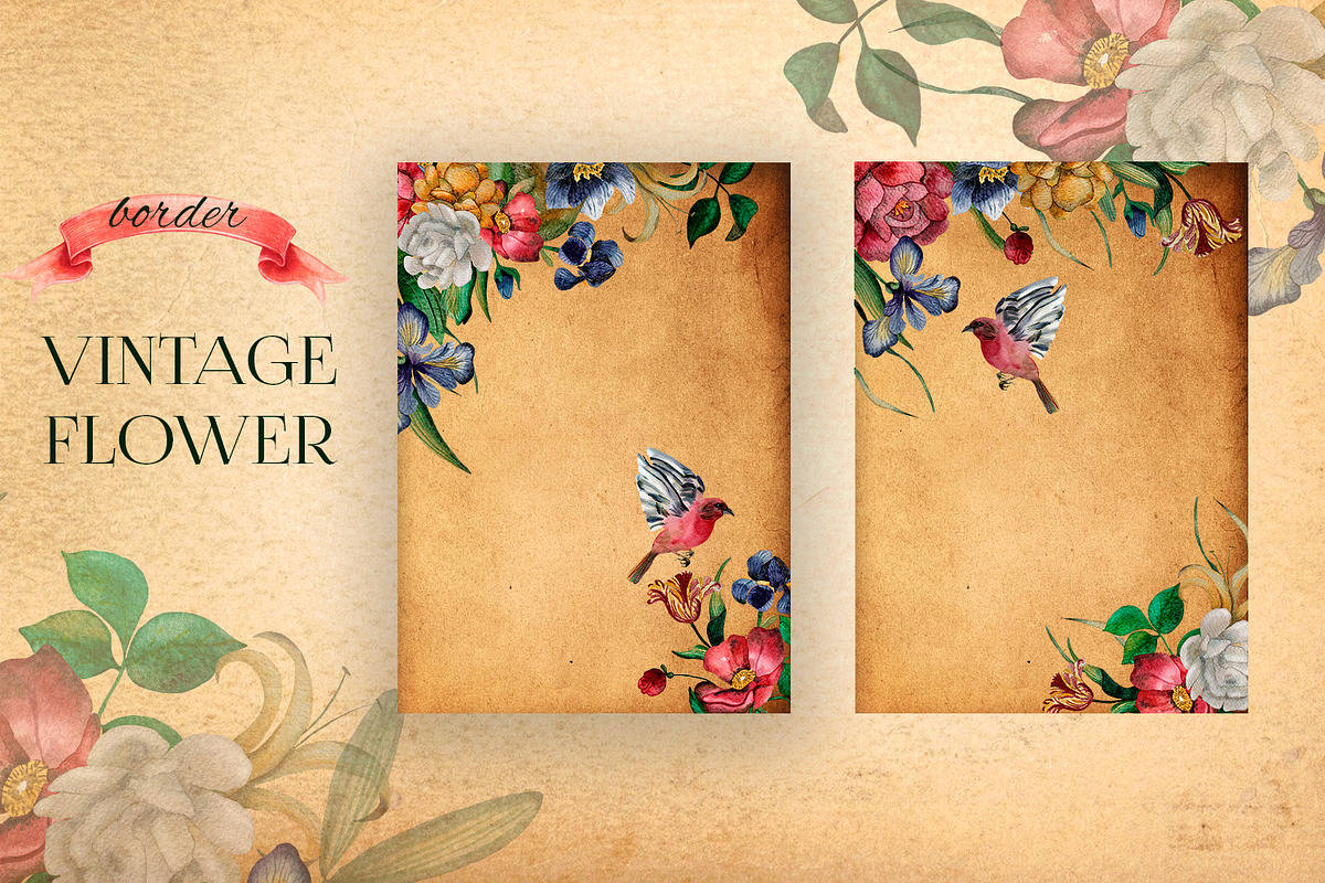 Watercolor Vintage Romantic Flowers, an Object Graphic by Kate Creative Studio (Photo 8 of 10)
