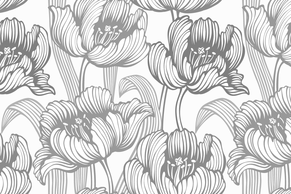 set of seamless monochrome flowers preview 3