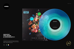 Vinyl Record & Cover v.1 Mockup, a Merchandise Mockup by creatsy5