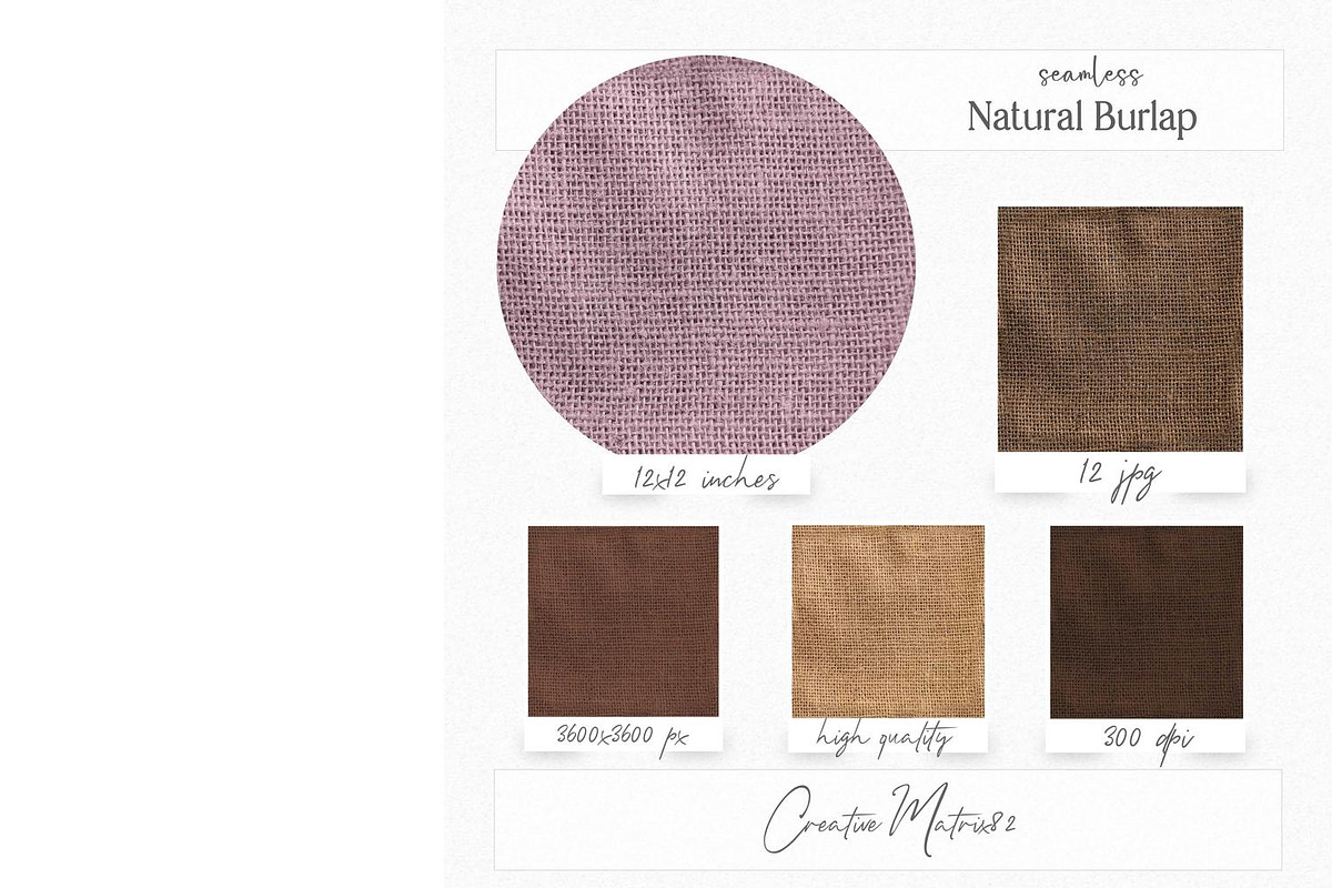 Natural Burlap Seamless Textures, a Texture Graphic by Creative Matrix82 (Photo 2 of 4)