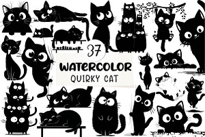 Funny Quirky Cat Clipart, an Illustration by CreationArt